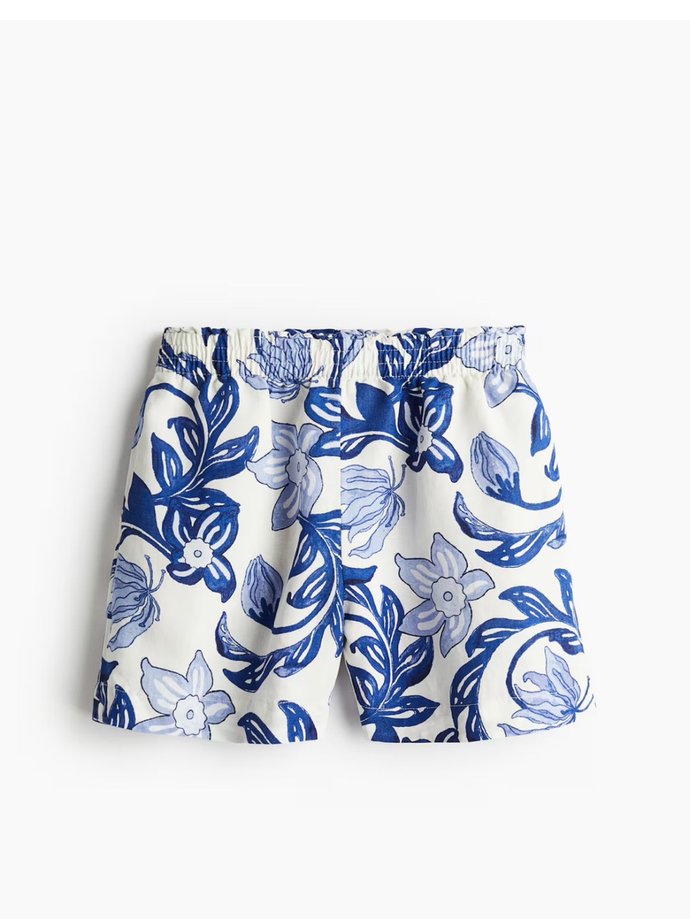 H&M Linen White Shorts with Blue Floral Print